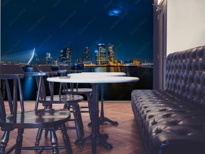 Fototapeta Nocna panorama miasta Rotterdam