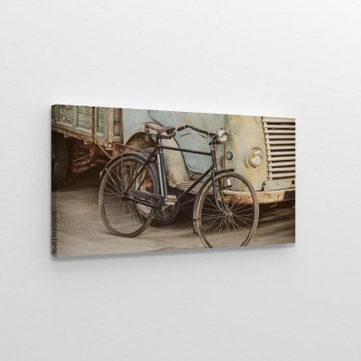 retro-stylizowany-wizerunek-starozytnego-roweru-i-ciezarowki