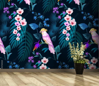 Tapeta Tropikalny wzór z papugi Kakadu