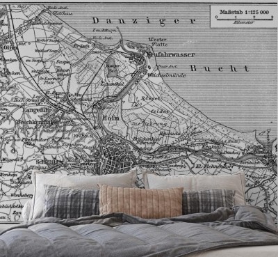 Fototapeta Mapa Gdańska i okolic na początku XX wieku