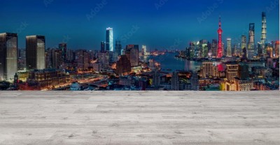 Fototapeta Panorama Szanghaju w nocy