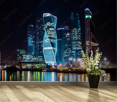 Fototapeta Noc w mieście Moskwa w centrum miasta