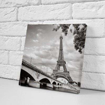 Obraz na płótnie Widok Wieży Eiffla z Seine River Square