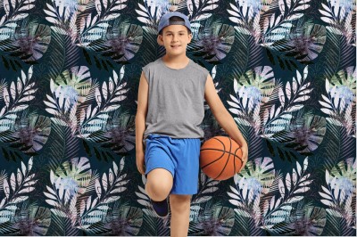 Fototapeta w abstrakcyjne liście palmowe 3D na czarnym tle