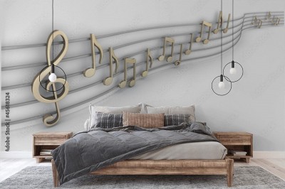 Fototapeta Zestaw dziewięciu nut na białym tle