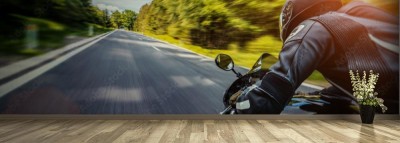 Fototapeta Motocykl na pustej drodze