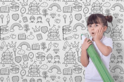 Fototapeta Wzór dla dziewczynki w stylu doodle