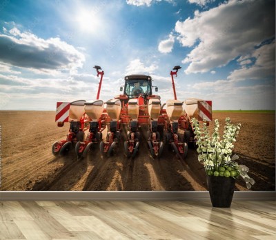 Fototapeta Ciągnik podczas siewu