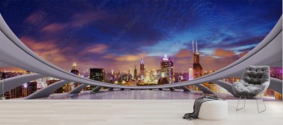 Fototapeta futurystyczna nocna panorama