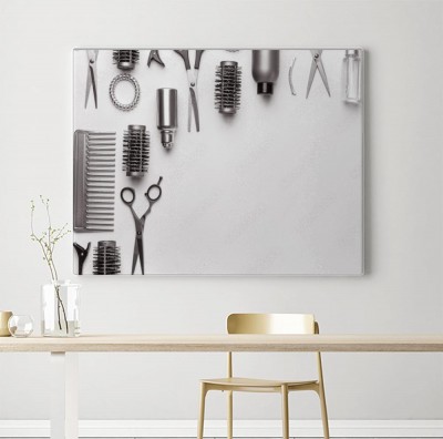 Obraz na płótnie Set fryzjerów narzędzia i akcesoria na białym tle