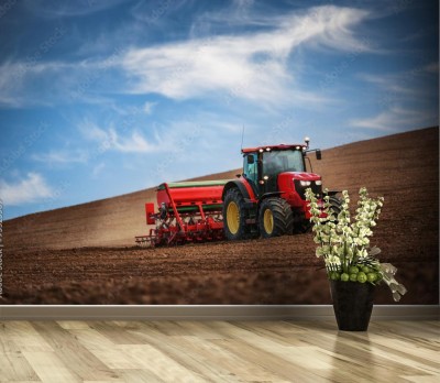 Fototapeta Traktor podczas siewu