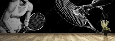 Fototapeta z designerskim wizerunkiem tenisistki i tenisisty