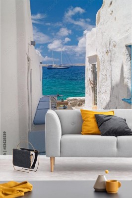 Fototapeta 3D - wąska Grecka uliczka