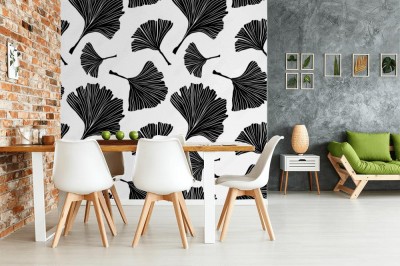 Fototapeta Czarno-biały wzór miłorzębu japońskiego