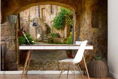 Fototapeta Ulica średniowiecznego tuff