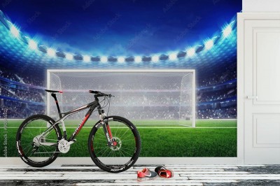 Fototapeta Stadion piłkarski z pustą bramką