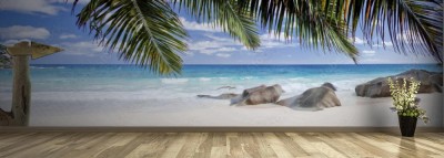 Fototapeta Strzałka orientacyjna na plaży Seszeli