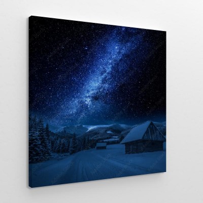 Obrazy do salonu Droga mleczna i zaśnieżona droga w Tatrach