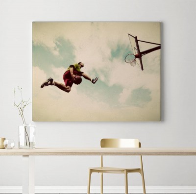 Obrazy do salonu Uliczna koszykówka z perspektywy żaby