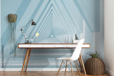 Fototapeta 3d biały tunel w kształcie trójkąta