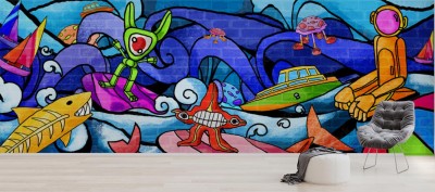 Fototapeta Graffiti i miasto potworów