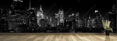 Fototapeta Panoramiczny nocny widok na centrum Manhattanu