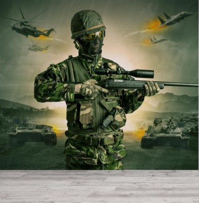 Fototapeta Uzbrojony snajper