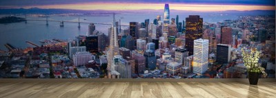 Fototapeta Widok na panoramę San Francisco o wschodzie słońca