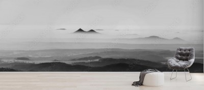 Fototapeta Bliźniacze góry Bezdez wyłaniające się z mgły