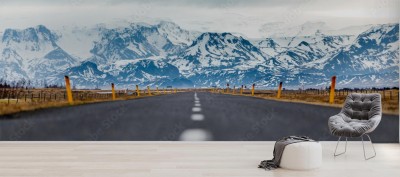 Fototapeta Długa prosta i utwardzona droga 3d na Islandii