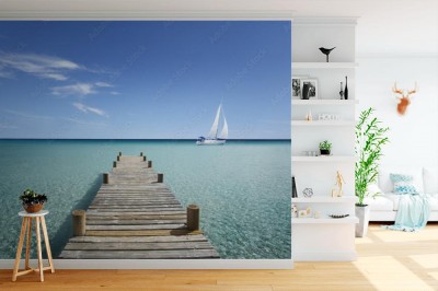 Fototapeta Drewniany chodnik nad morzem