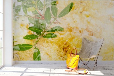 Fototapeta Mrożone kwiaty na tle żółtej abstrakcji