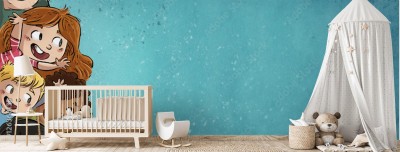 Fototapeta z wesołym wzorem w niebieskich kolorach