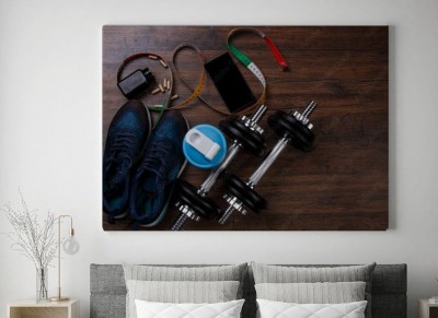 Obraz na płótnie Różne przedmioty do fitnessu