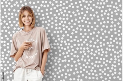 Fototapeta z szarym wzorem w białe kropki