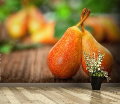 Fototapeta Dojrzała owoce na drewnianym tle