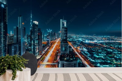 Fototapeta Miasto Dubaj w nocy
