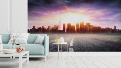 Fototapeta Pejzaż miejski przy zmierzchu