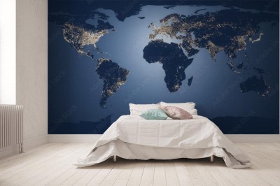 Fototapeta Nocna mapa świata