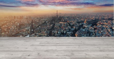 Fototapeta Panorama Paryża o zachodzie słońca