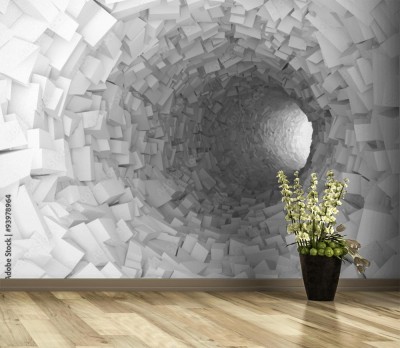 Fototapeta Tunel ze ścianami z chaotycznych bloków