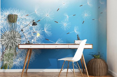 Fototapeta Dandelion na niebieskim tle