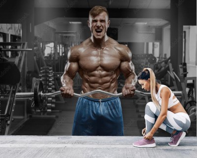 Fototapeta Kulturysta podczas ćwiczeń