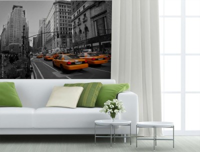 Fototapeta Żółte Taksówki i architektura  Manhattanu