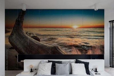 Naklejka na szafę Cudowny zachód słońca na plaży