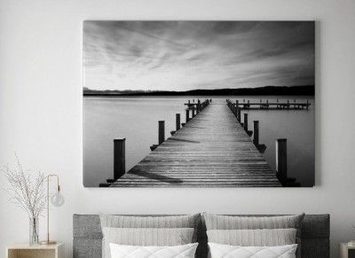 Obraz na płótnie Wodowanie łodzi na jeziorze Starnberg