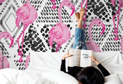 Tapeta w Piękny abstrakcyjny wzór egzotycznego ptaka Flaminga