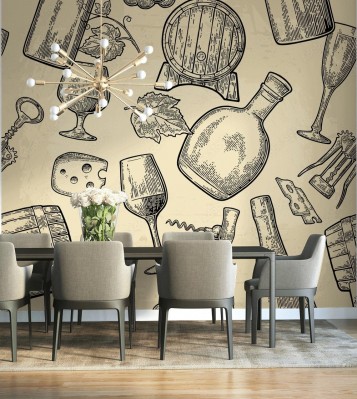 Fototapeta z akcesoriami winiarskimi