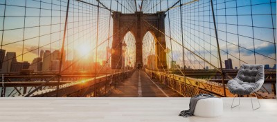 Fototapeta Panorama Nowego Jorku na Brooklynie z perspektywy mostu 3D