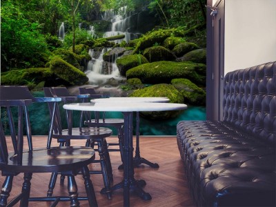 Fototapeta Piękny wodospad w zielonym lesie w dżungli